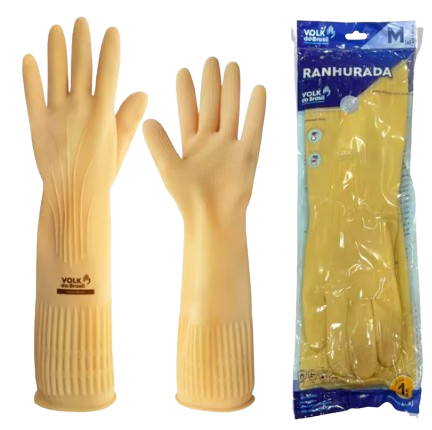 Luva de Látex Natural Ranhurada Volk